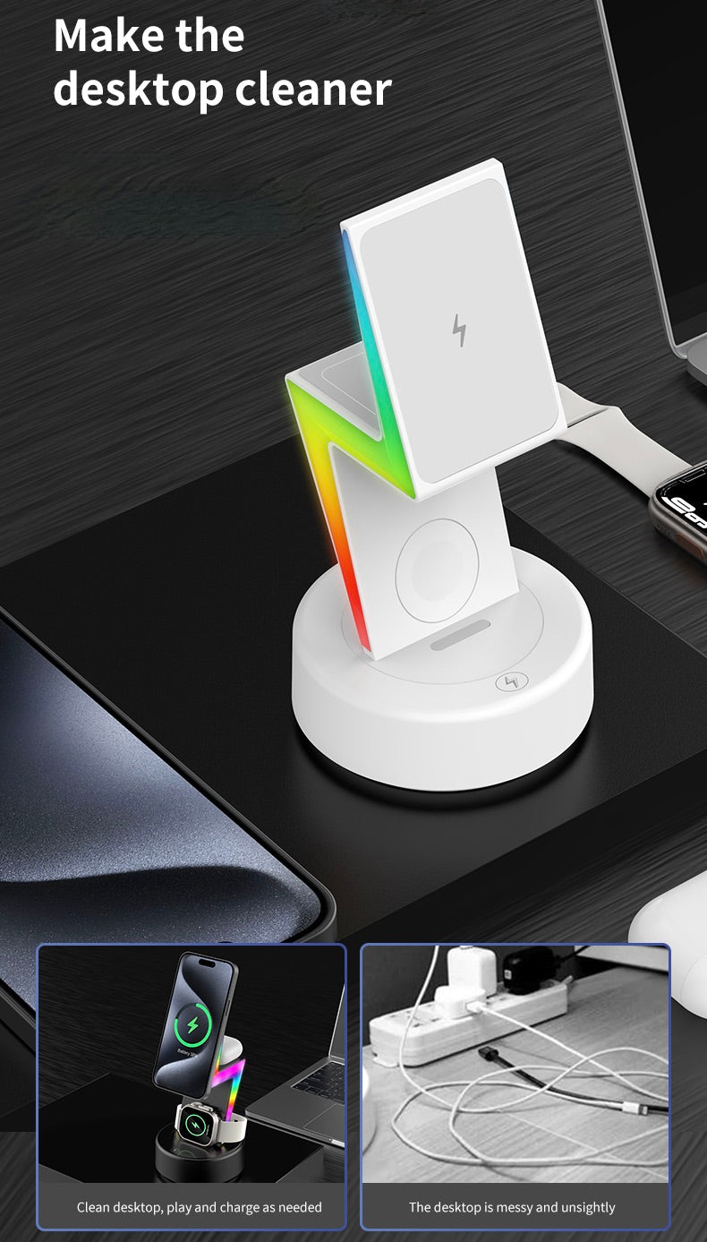 3-in-1 Apple MagSafe Wireless Charging Dock Station (Lightning Bolt)