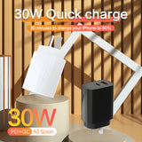30W Power Adapter USB-C & USB-A Dual Port Wall Charger