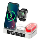 4-in-1 30W Apple Foldable Wireless Charging Alarm Clock Station with Portable LED Lights (A37)